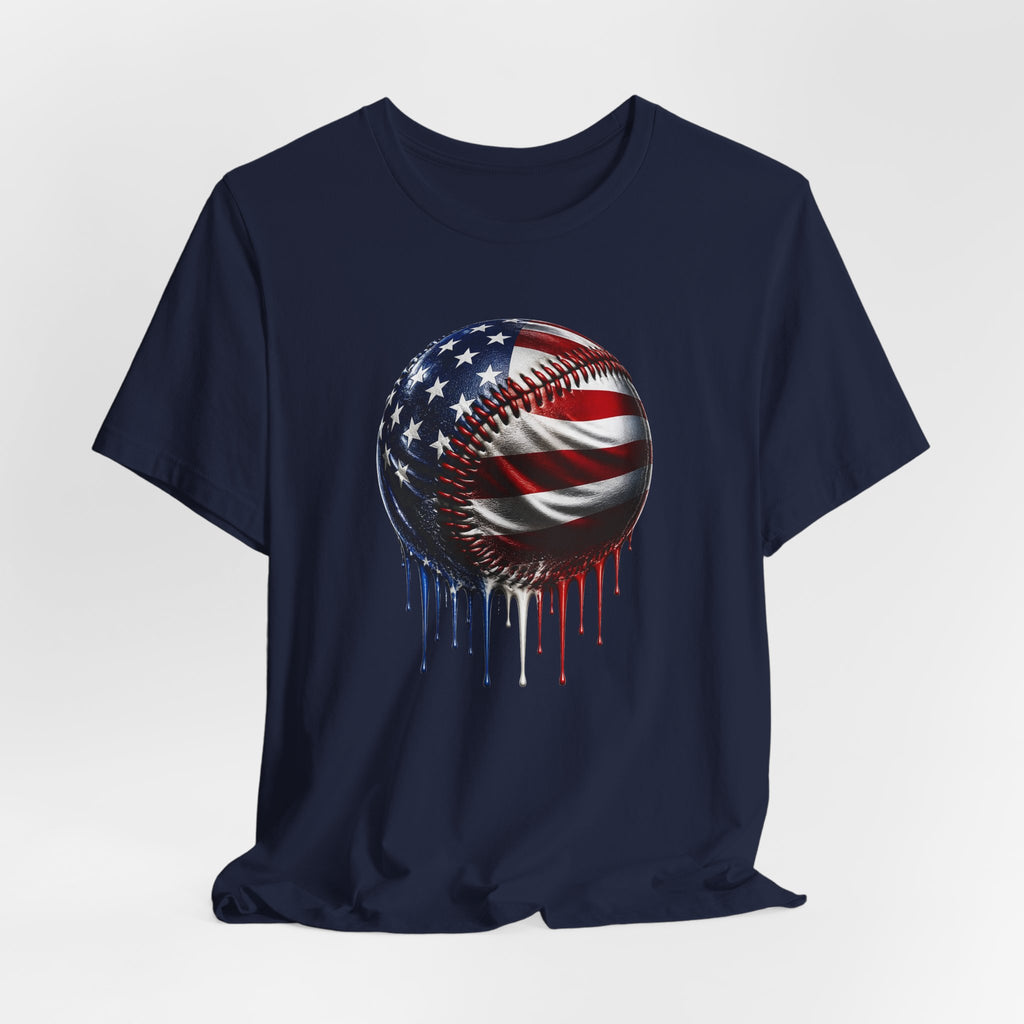American Flag Baseball T-Shirt, Patriotic Paint Drip Baseball Tee, USA Baseball Shirt for Men and Women, 4th of July Baseball Gift
