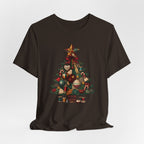 Patchwork Christmas Tree T-Shirt, Vintage Folk Art Quilted Holiday Tee for Quilters, Sewing Lovers & Crafters, Unisex Xmas Shirt
