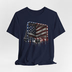 American Flag Hockey T-Shirt, Patriotic Paint Drip Hockey Goal Tee, USA Hockey Shirt for Men and Women, 4th of July Hockey Gift