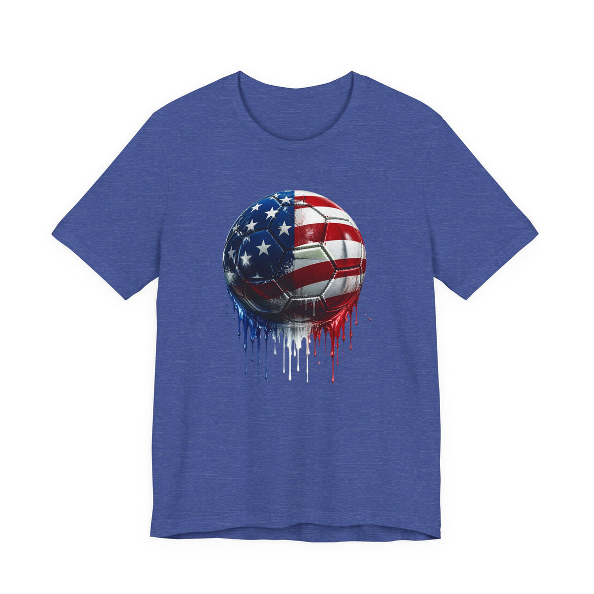 American Flag Soccer Ball T-Shirt, Patriotic Paint Drip Soccer Tee, USA Soccer Shirt for Men and Women, 4th of July Soccer Gift