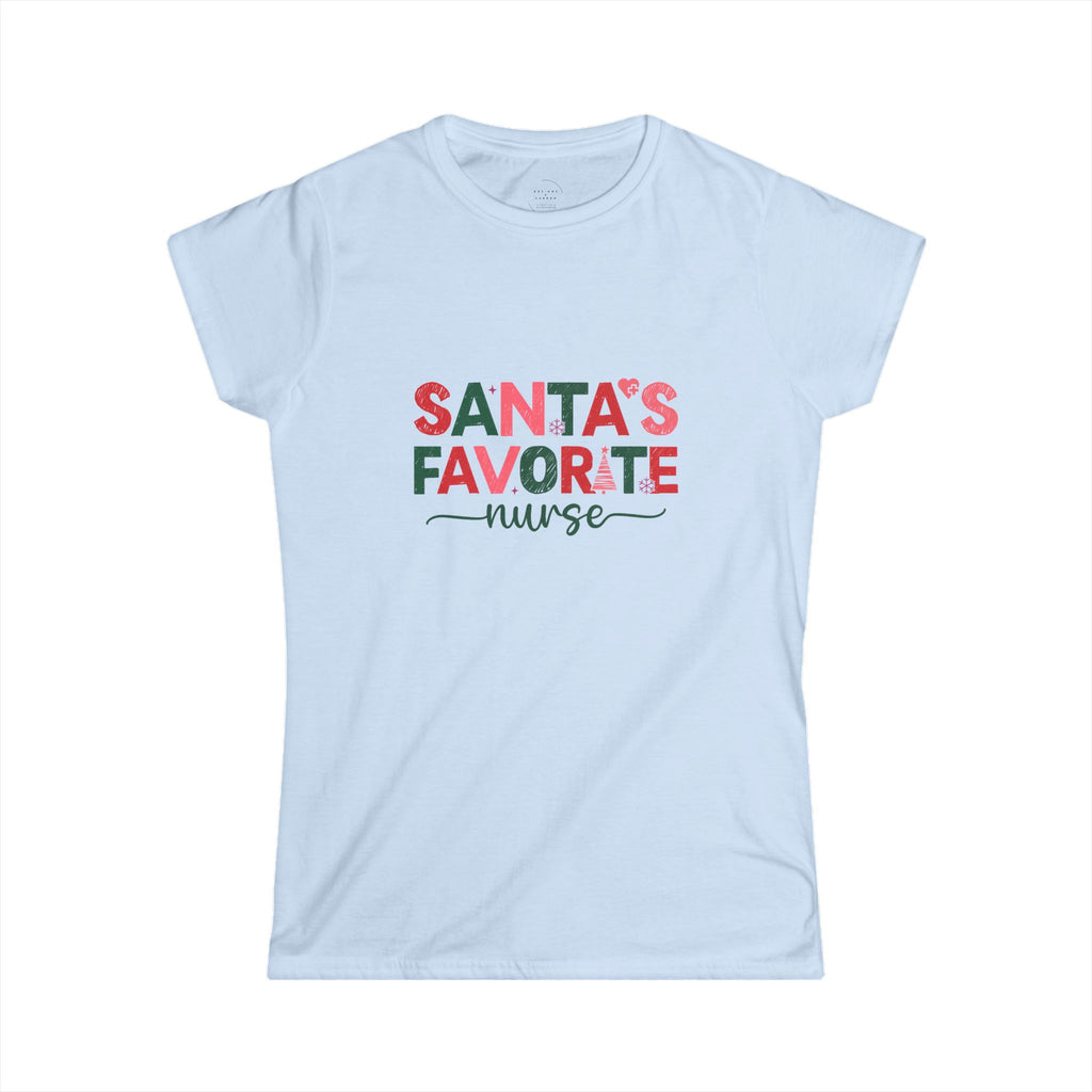 Santa’s Favorite Nurse T-Shirt – Christmas Nurse Shirt for Women – Cute Holiday Nursing Tee, RN Gift, Medical Staff Xmas Top
