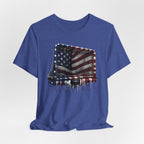 American Flag Hockey T-Shirt, Patriotic Paint Drip Hockey Goal Tee, USA Hockey Shirt for Men and Women, 4th of July Hockey Gift