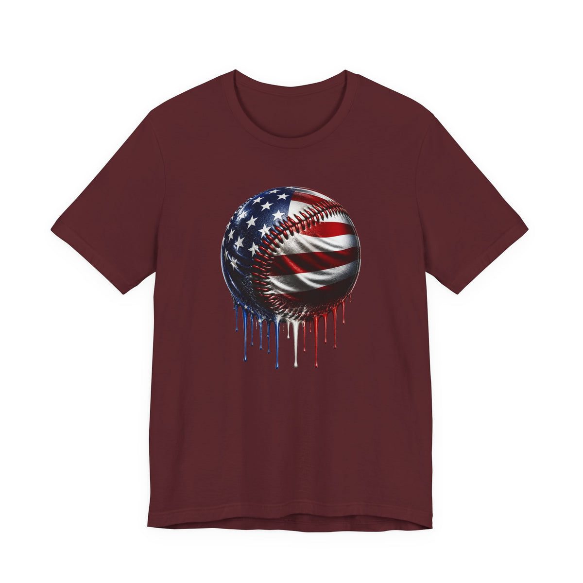 American Flag Baseball T-Shirt, Patriotic Paint Drip Baseball Tee, USA Baseball Shirt for Men and Women, 4th of July Baseball Gift