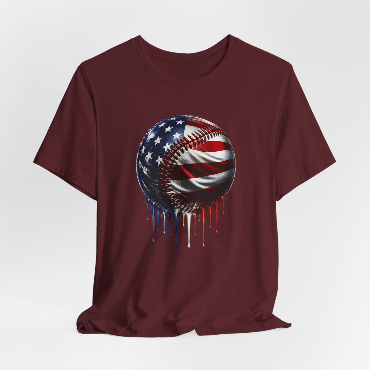 American Flag Baseball T-Shirt, Patriotic Paint Drip Baseball Tee, USA Baseball Shirt for Men and Women, 4th of July Baseball Gift