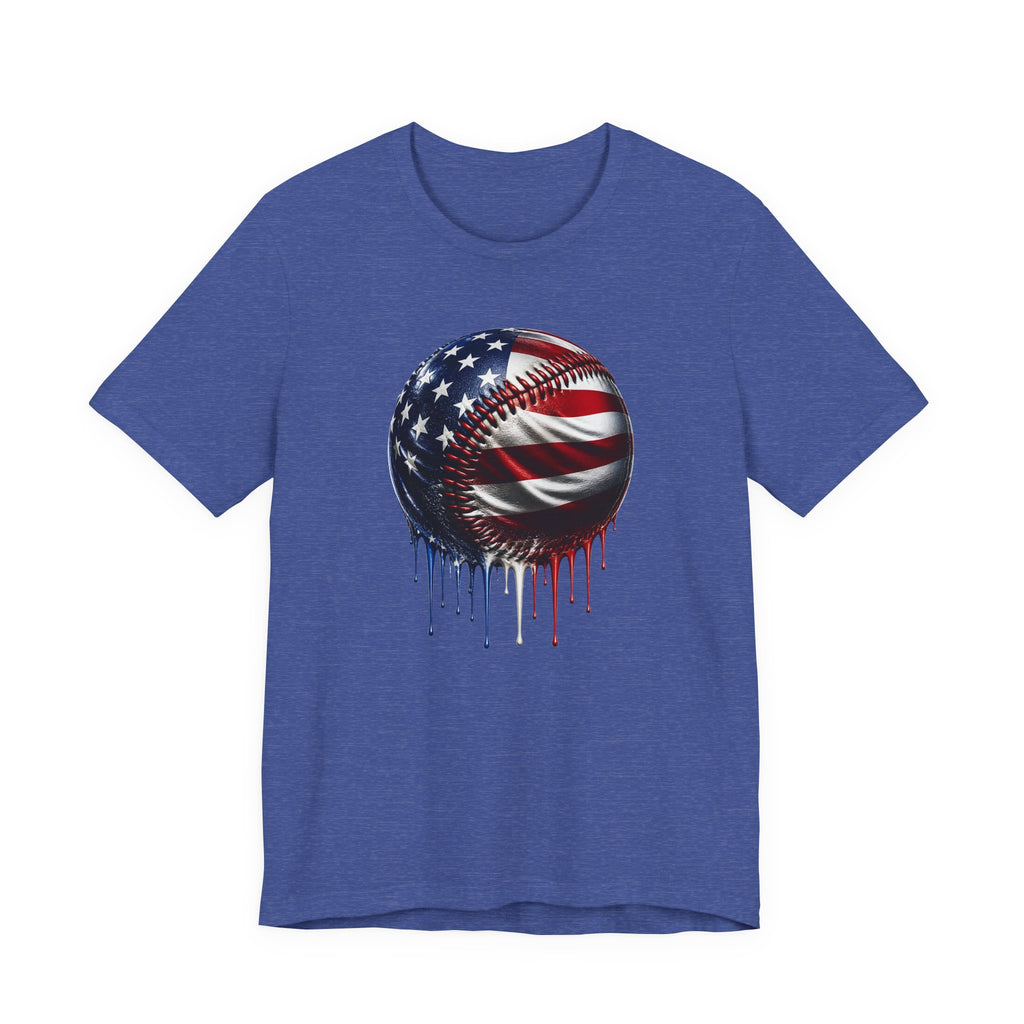 American Flag Baseball T-Shirt, Patriotic Paint Drip Baseball Tee, USA Baseball Shirt for Men and Women, 4th of July Baseball Gift