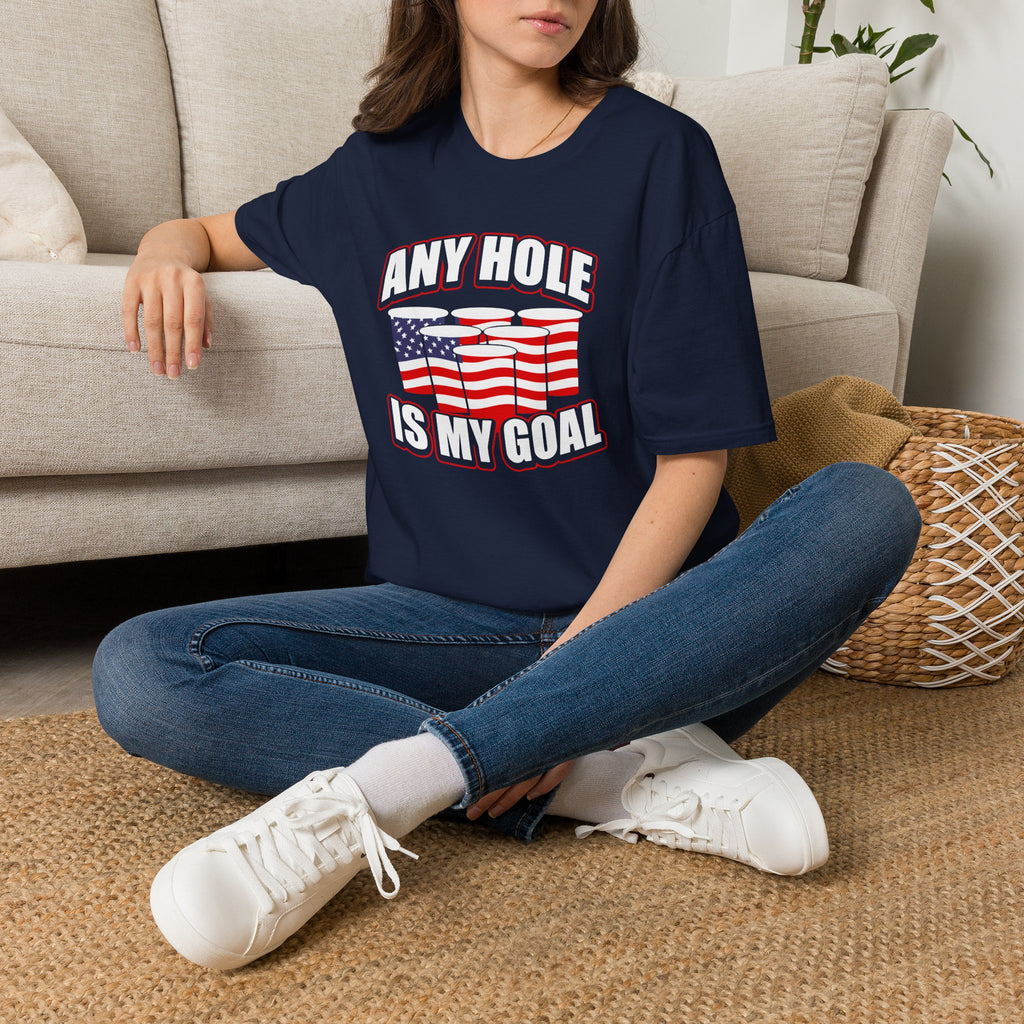 Any Hole Is My Goal Beer Pong American Flag