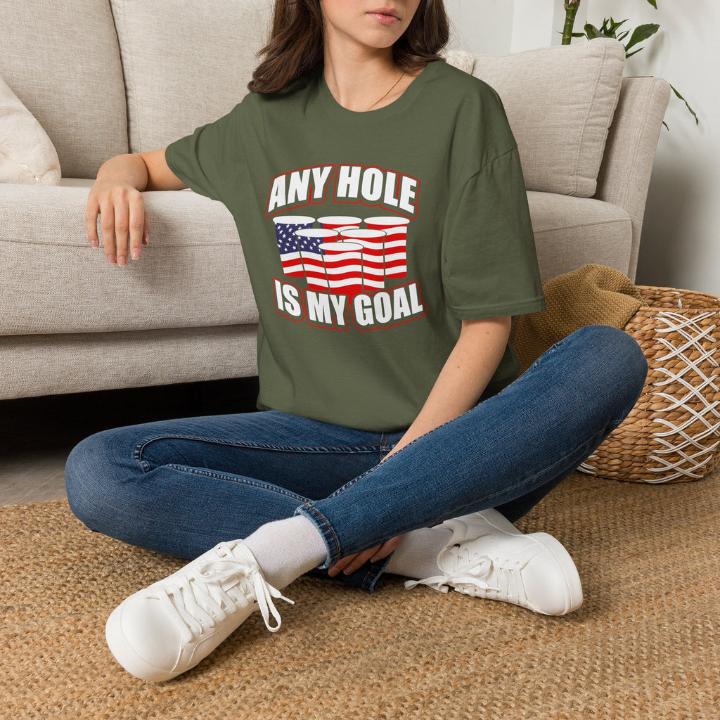 Any Hole Is My Goal Beer Pong American Flag