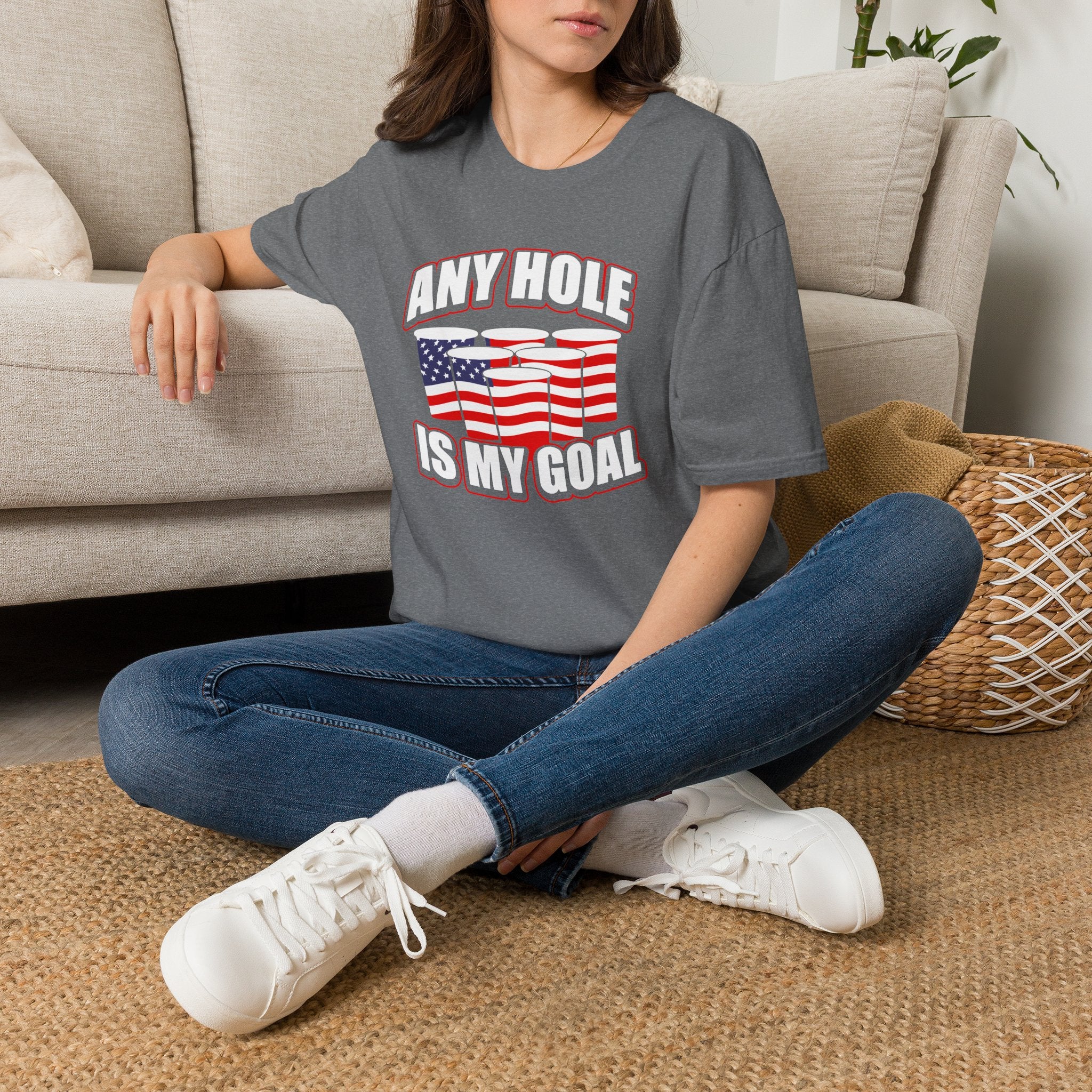 Any Hole Is My Goal Beer Pong American Flag