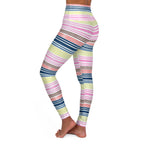 Striped High Waisted Yoga Leggings, Workout Leggings, Pink Stripes, Blue Stipes, Leggings