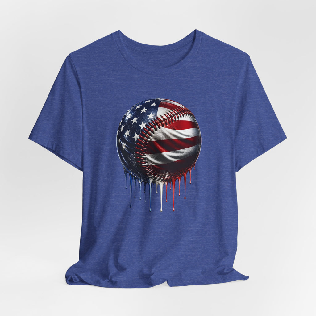 American Flag Baseball T-Shirt, Patriotic Paint Drip Baseball Tee, USA Baseball Shirt for Men and Women, 4th of July Baseball Gift