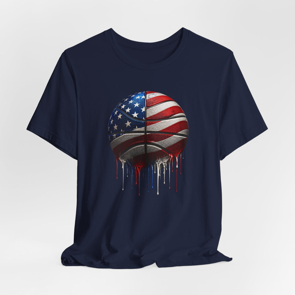 American Flag Basketball T-Shirt, Patriotic Paint Drip Basketball Tee, USA Basketball Shirt for Men and Women, 4th of July Basketball Gift