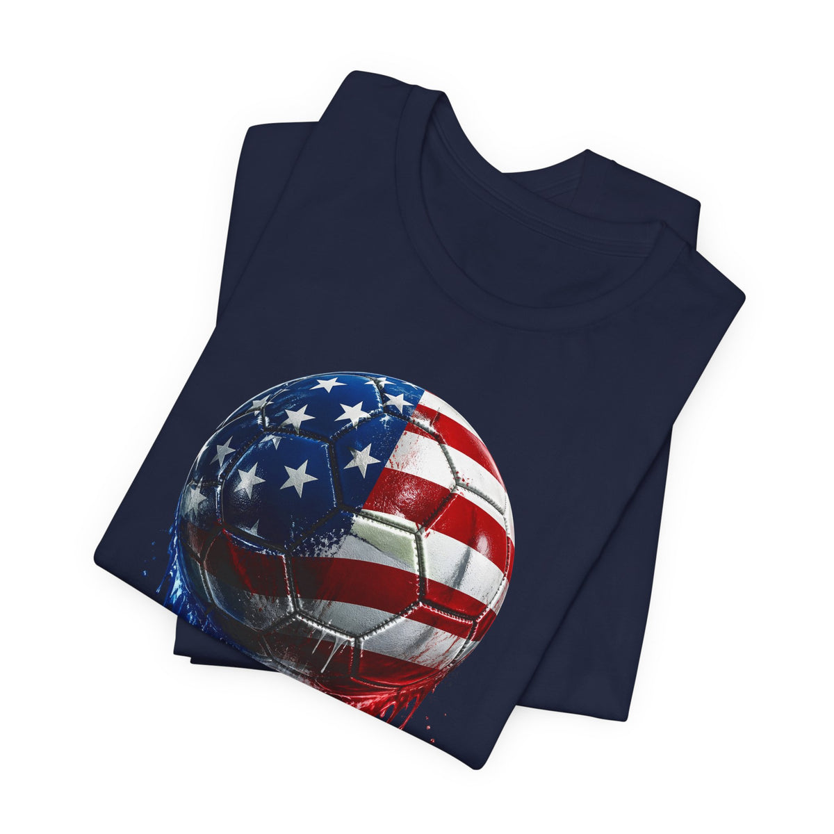 American Flag Soccer Ball T-Shirt, Patriotic Paint Drip Soccer Tee, USA Soccer Shirt for Men and Women, 4th of July Soccer Gift