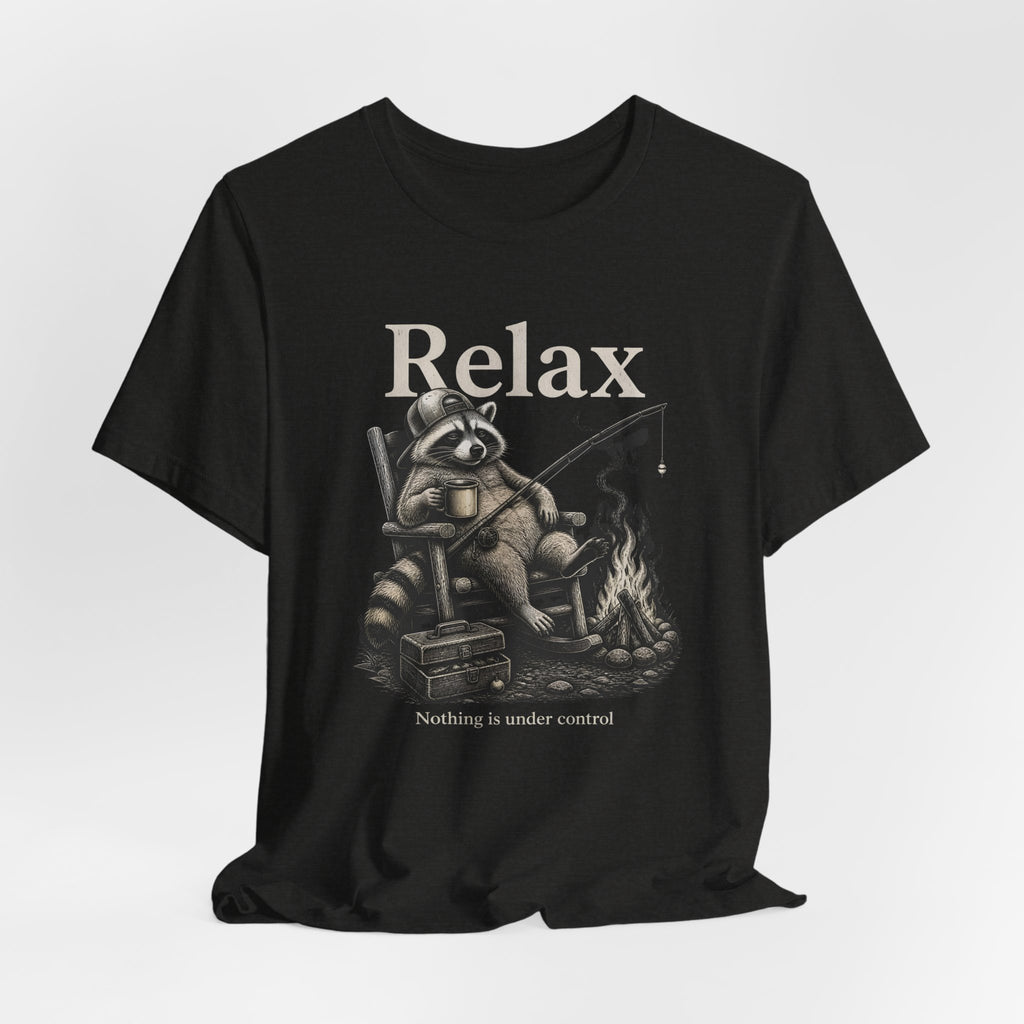 Relax Nothing Is Under Control Raccoon Campfire Fishing Shirt, Funny Vintage Camping T-Shirt, Sarcastic Outdoor Gift, Unisex Tee