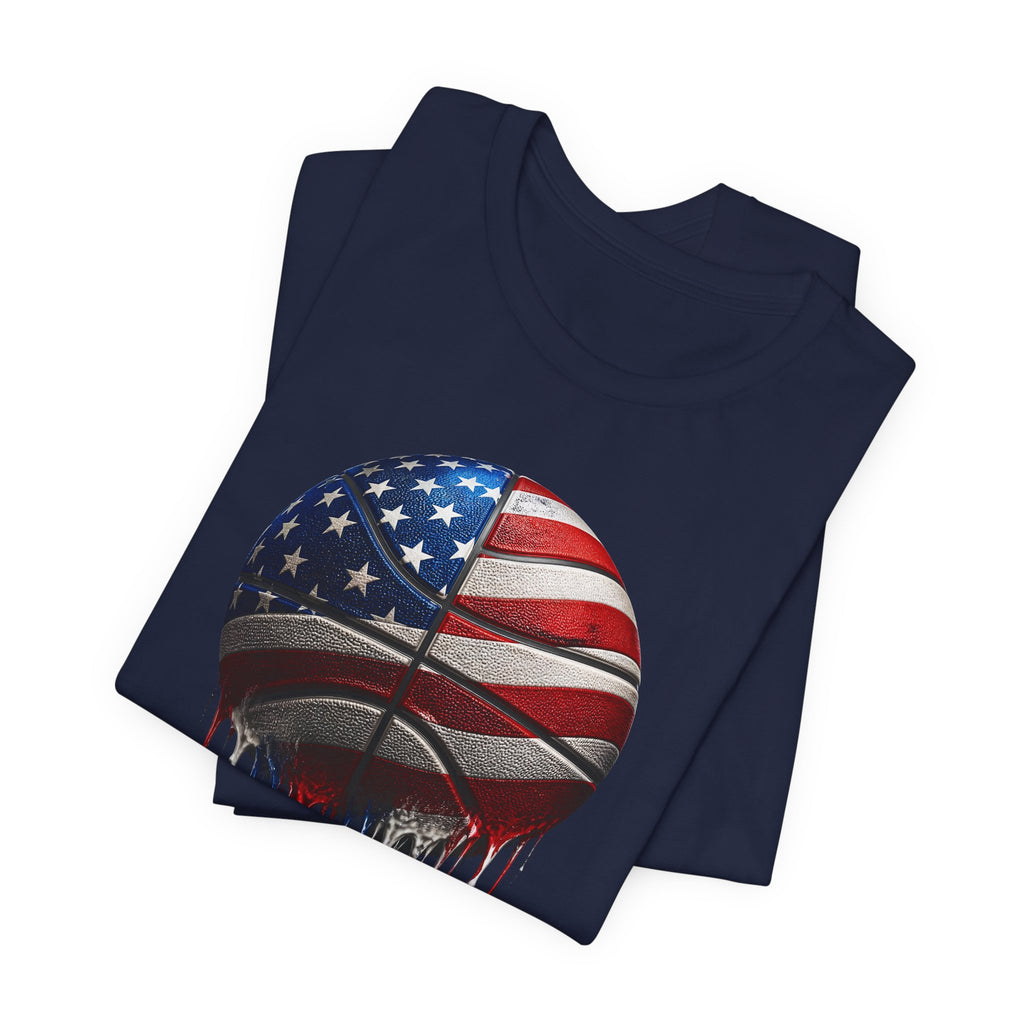 American Flag Basketball T-Shirt, Patriotic Paint Drip Basketball Tee, USA Basketball Shirt for Men and Women, 4th of July Basketball Gift