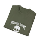 Trauma Queen T-Shirt - Funny ER Nurse Emergency Room RN Gift - Edgy Rock Style Nursing Tee - Skull Crossbones