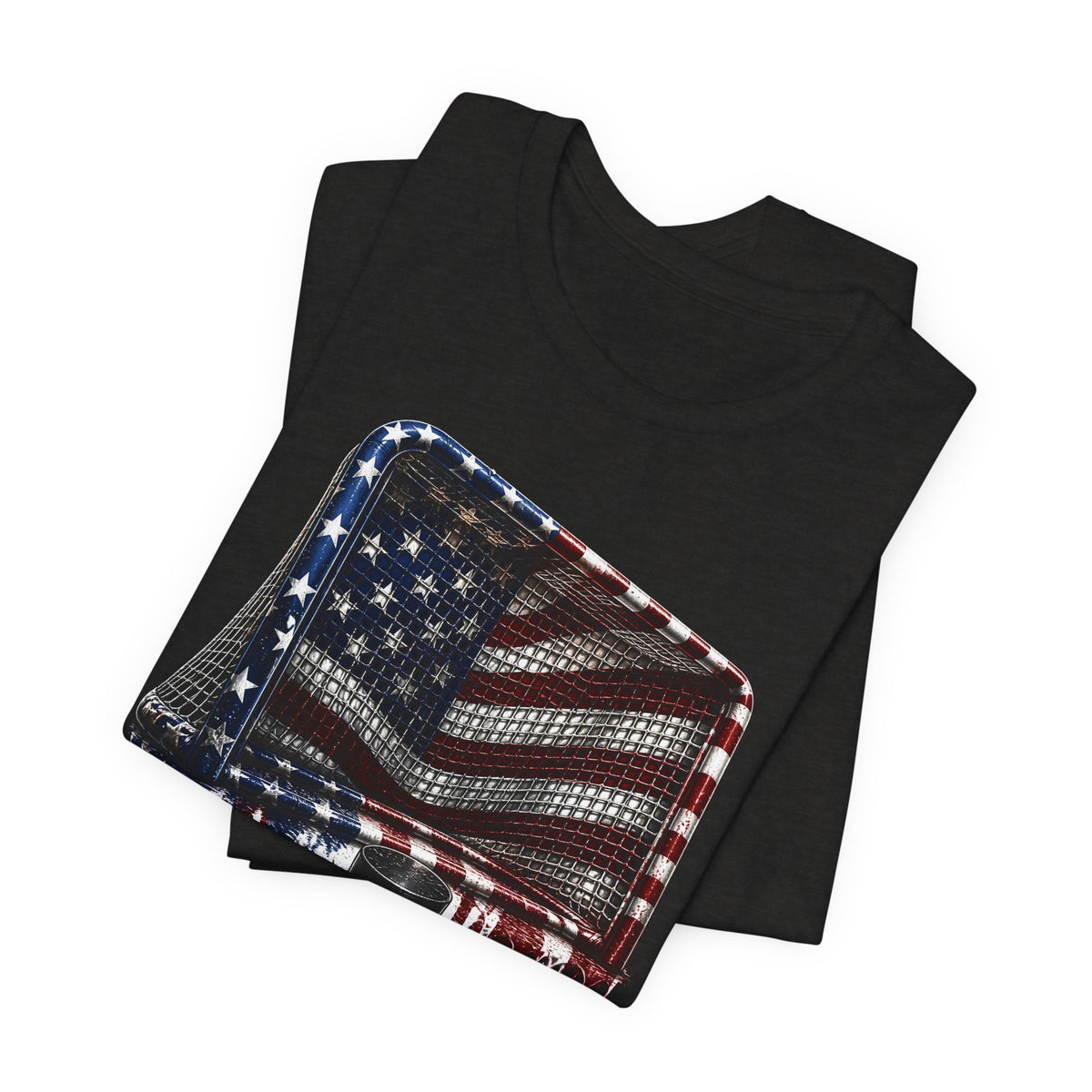 American Flag Hockey T-Shirt, Patriotic Paint Drip Hockey Goal Tee, USA Hockey Shirt for Men and Women, 4th of July Hockey Gift