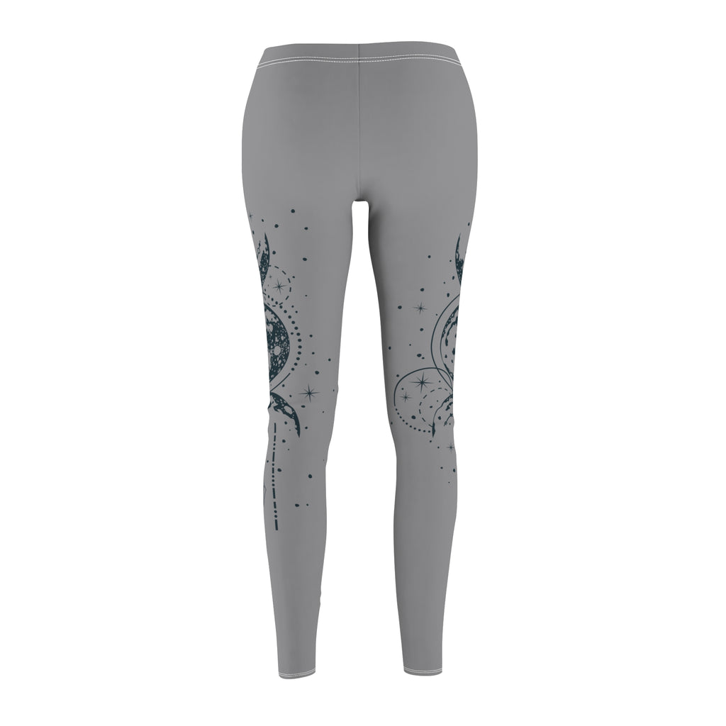 Mystical Moon Phase Leggings – Soft Gray Brushed Suede
