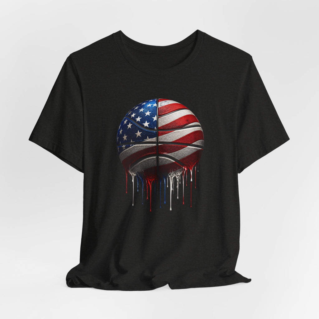 American Flag Basketball T-Shirt, Patriotic Paint Drip Basketball Tee, USA Basketball Shirt for Men and Women, 4th of July Basketball Gift