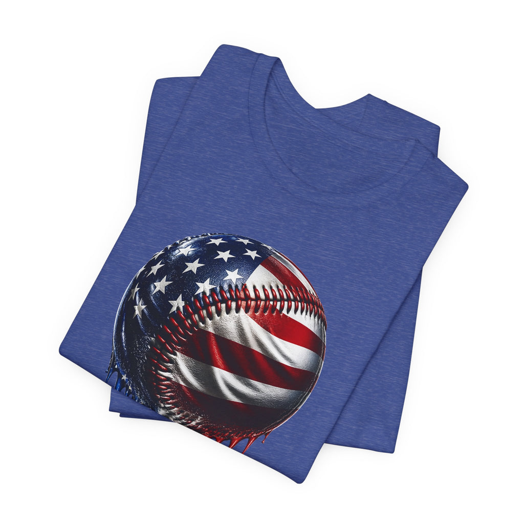 American Flag Baseball T-Shirt, Patriotic Paint Drip Baseball Tee, USA Baseball Shirt for Men and Women, 4th of July Baseball Gift