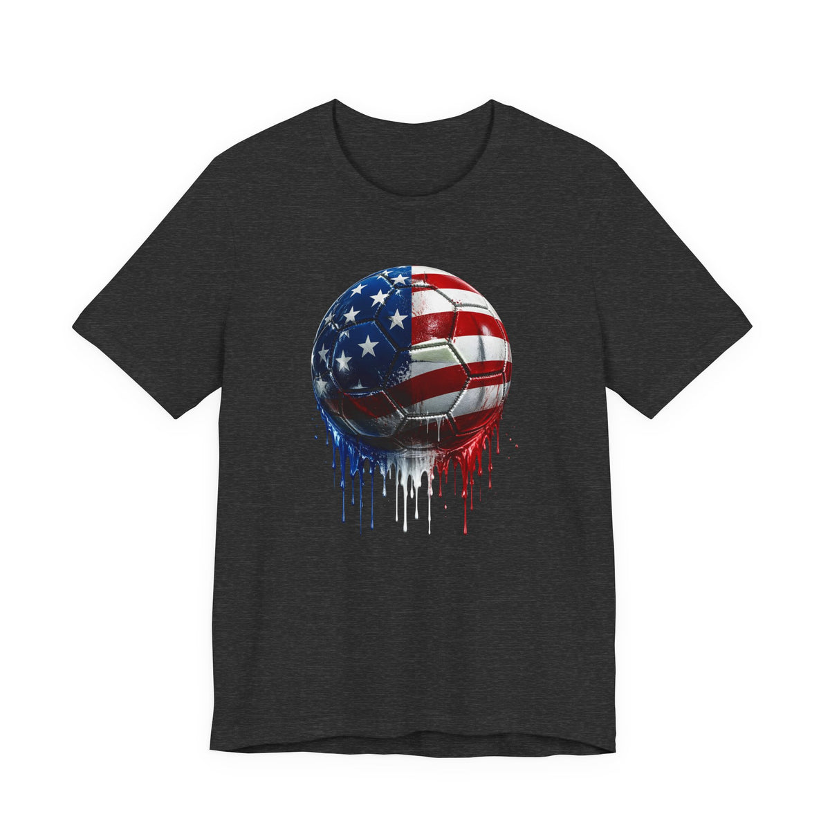 American Flag Soccer Ball T-Shirt, Patriotic Paint Drip Soccer Tee, USA Soccer Shirt for Men and Women, 4th of July Soccer Gift