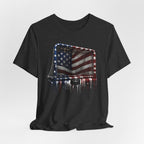 American Flag Hockey T-Shirt, Patriotic Paint Drip Hockey Goal Tee, USA Hockey Shirt for Men and Women, 4th of July Hockey Gift
