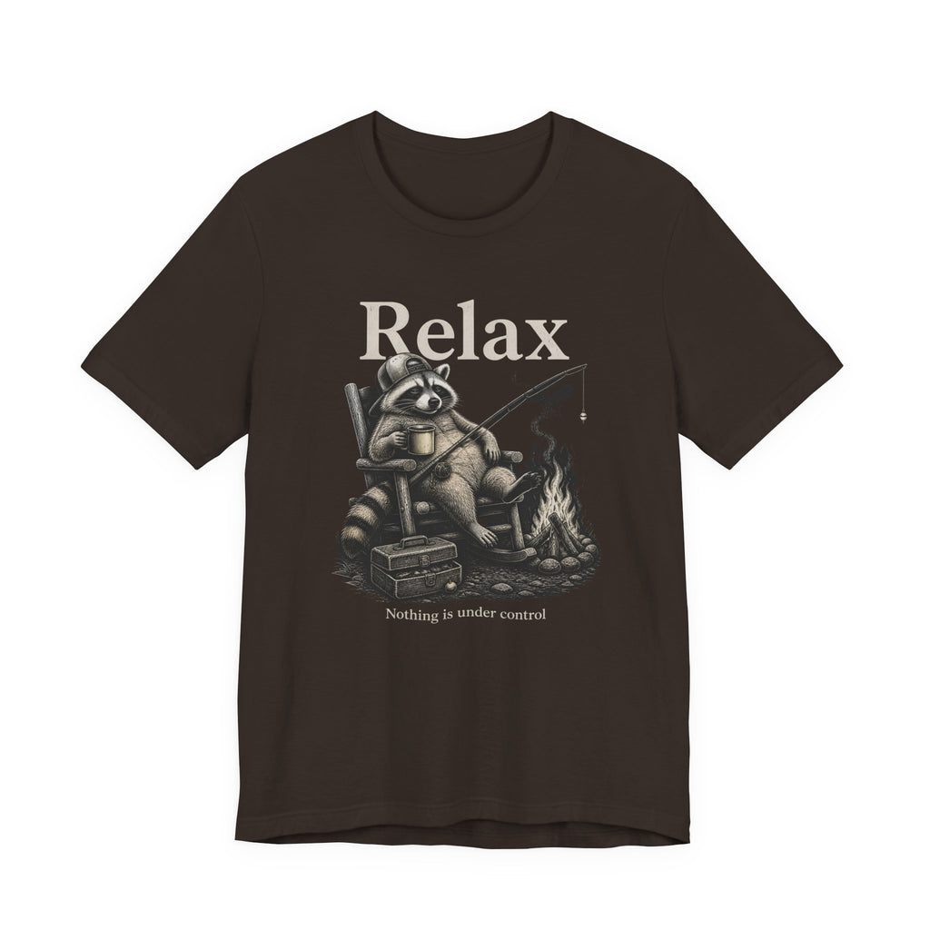 Relax Nothing Is Under Control Raccoon Campfire Fishing Shirt, Funny Vintage Camping T-Shirt, Sarcastic Outdoor Gift, Unisex Tee