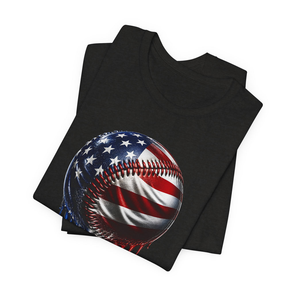 American Flag Baseball T-Shirt, Patriotic Paint Drip Baseball Tee, USA Baseball Shirt for Men and Women, 4th of July Baseball Gift