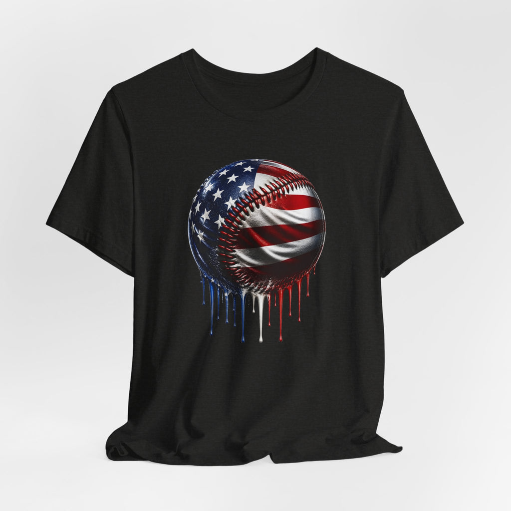 American Flag Baseball T-Shirt, Patriotic Paint Drip Baseball Tee, USA Baseball Shirt for Men and Women, 4th of July Baseball Gift