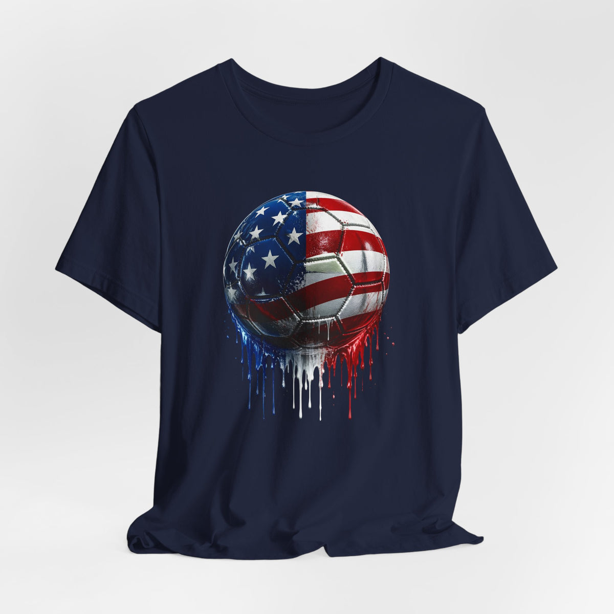 American Flag Soccer Ball T-Shirt, Patriotic Paint Drip Soccer Tee, USA Soccer Shirt for Men and Women, 4th of July Soccer Gift