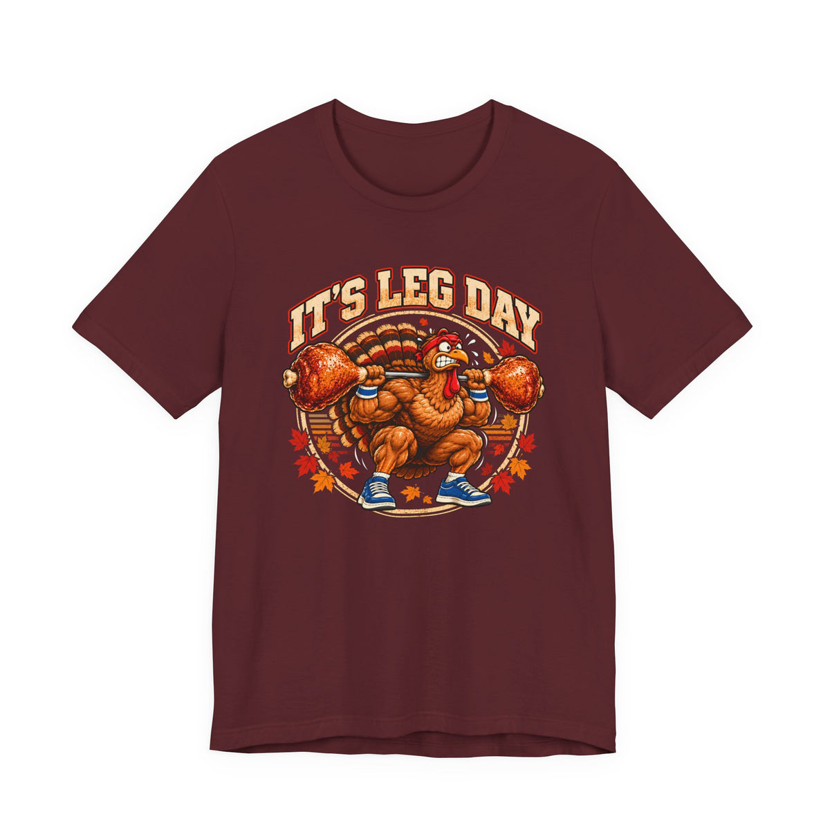 It's Leg Day Squatting Turkey Shirt – Vintage Thanksgiving Gym Badge Tee, Funny Turkey Leg Workout T-Shirt