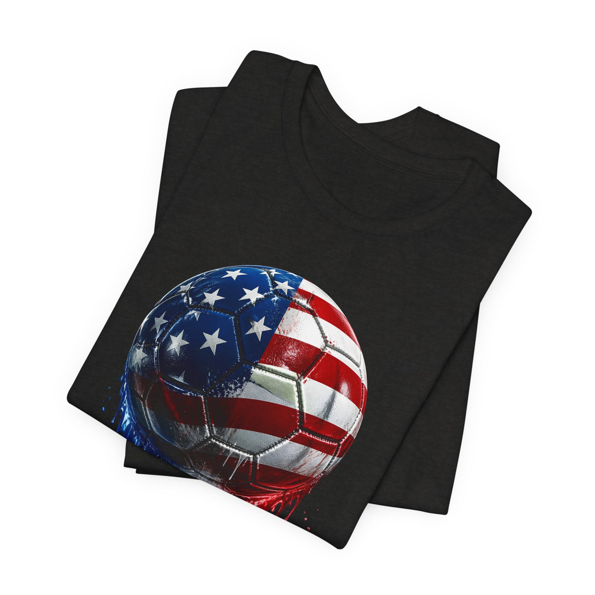 American Flag Soccer Ball T-Shirt, Patriotic Paint Drip Soccer Tee, USA Soccer Shirt for Men and Women, 4th of July Soccer Gift