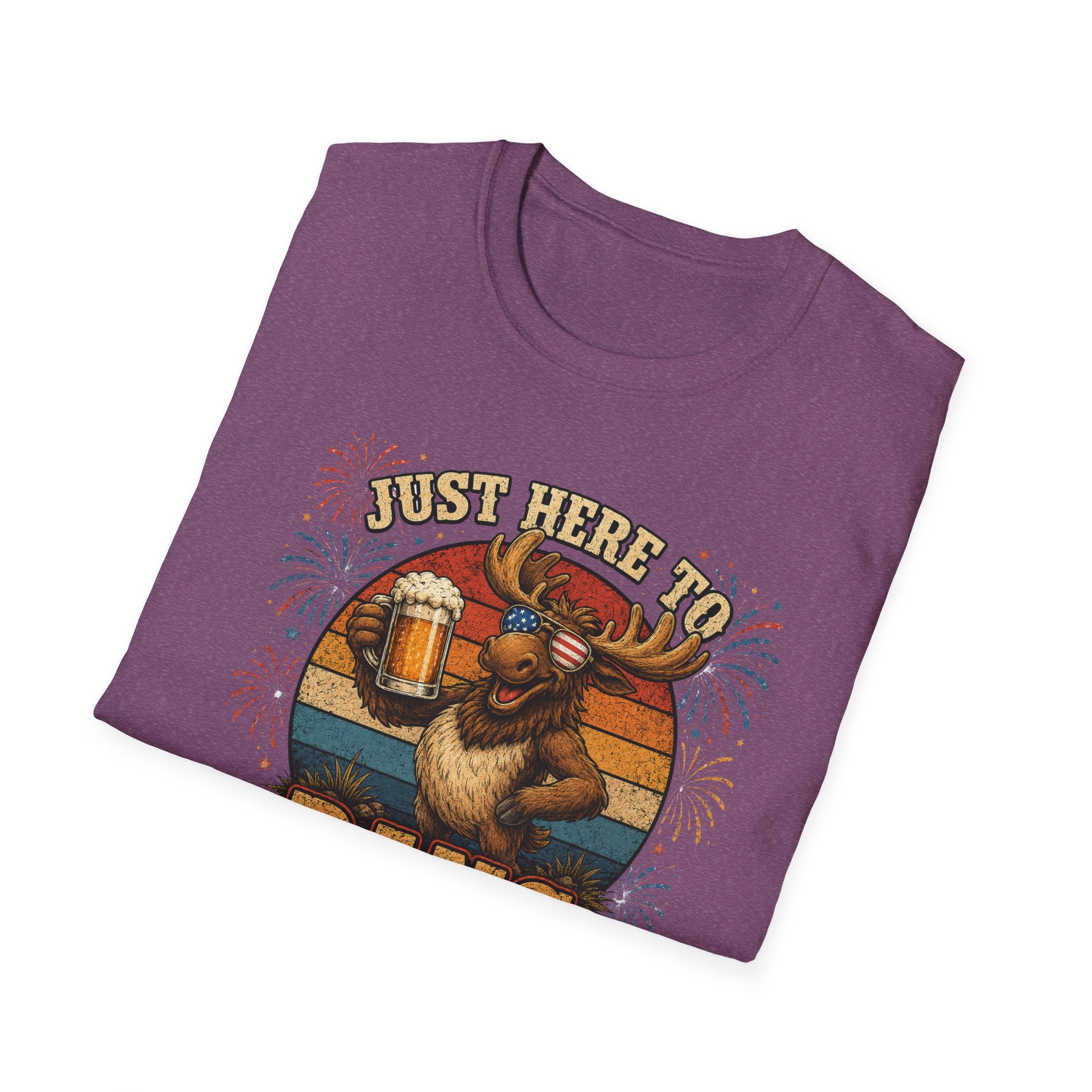 Moose Just Here to Bang Funny 4th of July Shirt