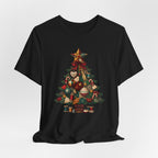 Patchwork Christmas Tree T-Shirt, Vintage Folk Art Quilted Holiday Tee for Quilters, Sewing Lovers & Crafters, Unisex Xmas Shirt