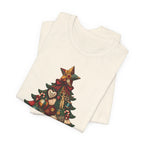Patchwork Christmas Tree T-Shirt, Vintage Folk Art Quilted Holiday Tee for Quilters, Sewing Lovers & Crafters, Unisex Xmas Shirt
