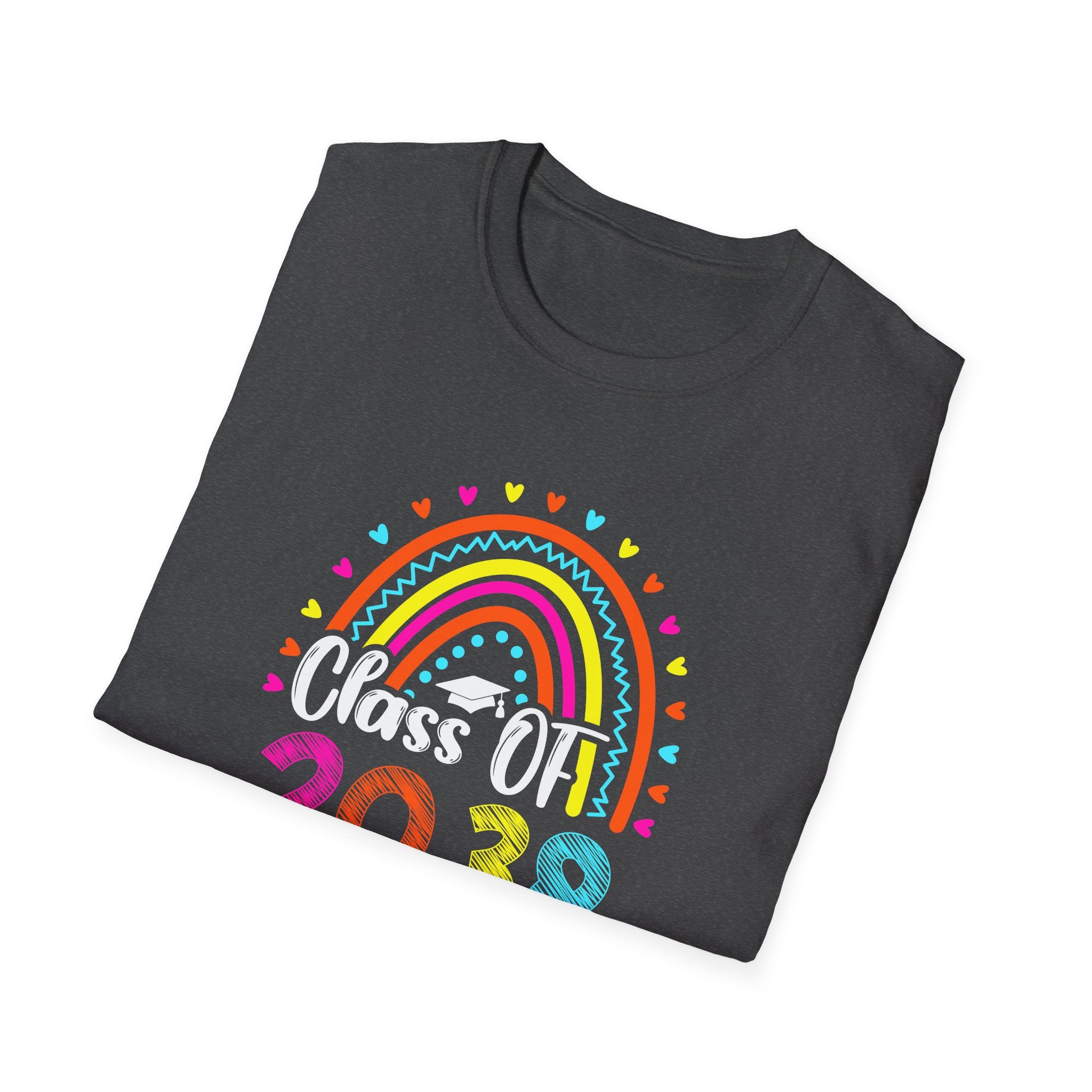 Colorful Class of 2038 T-Shirt, Graduation Celebration Shirt, Rainbow Graduation Tee, Unisex Softstyle Shirt, Back to School
