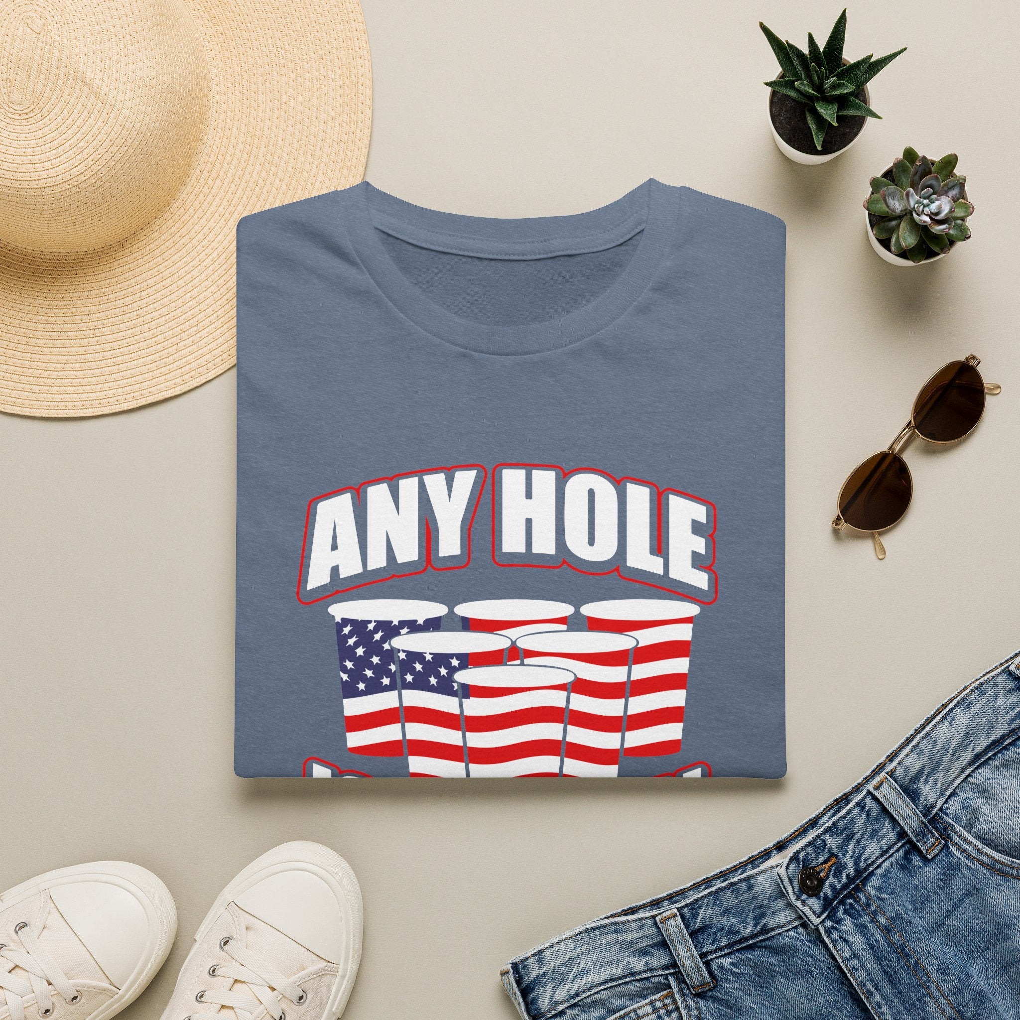Any Hole Is My Goal Beer Pong American Flag