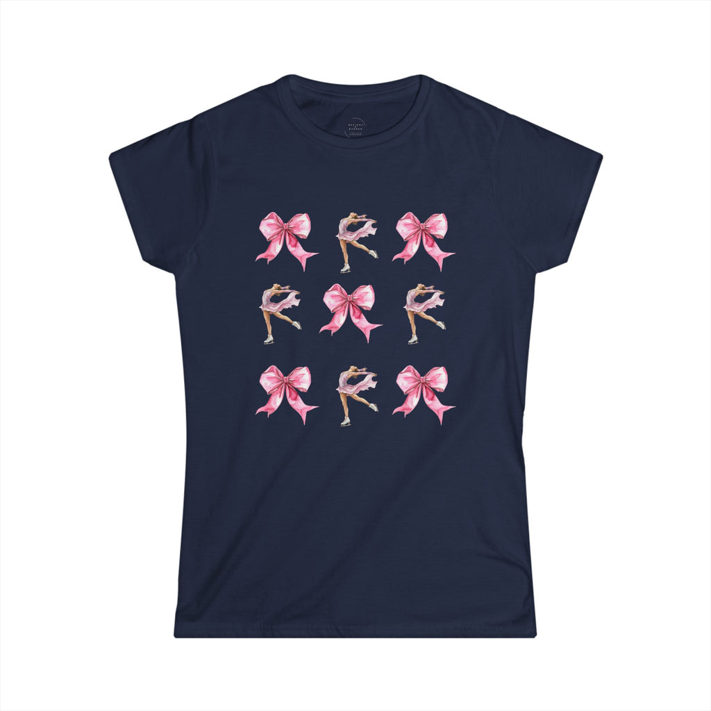 Coquette Figure Skating T-Shirt | Pink Bows & Ice Skater Graphic Tee | Balletcore Aesthetic