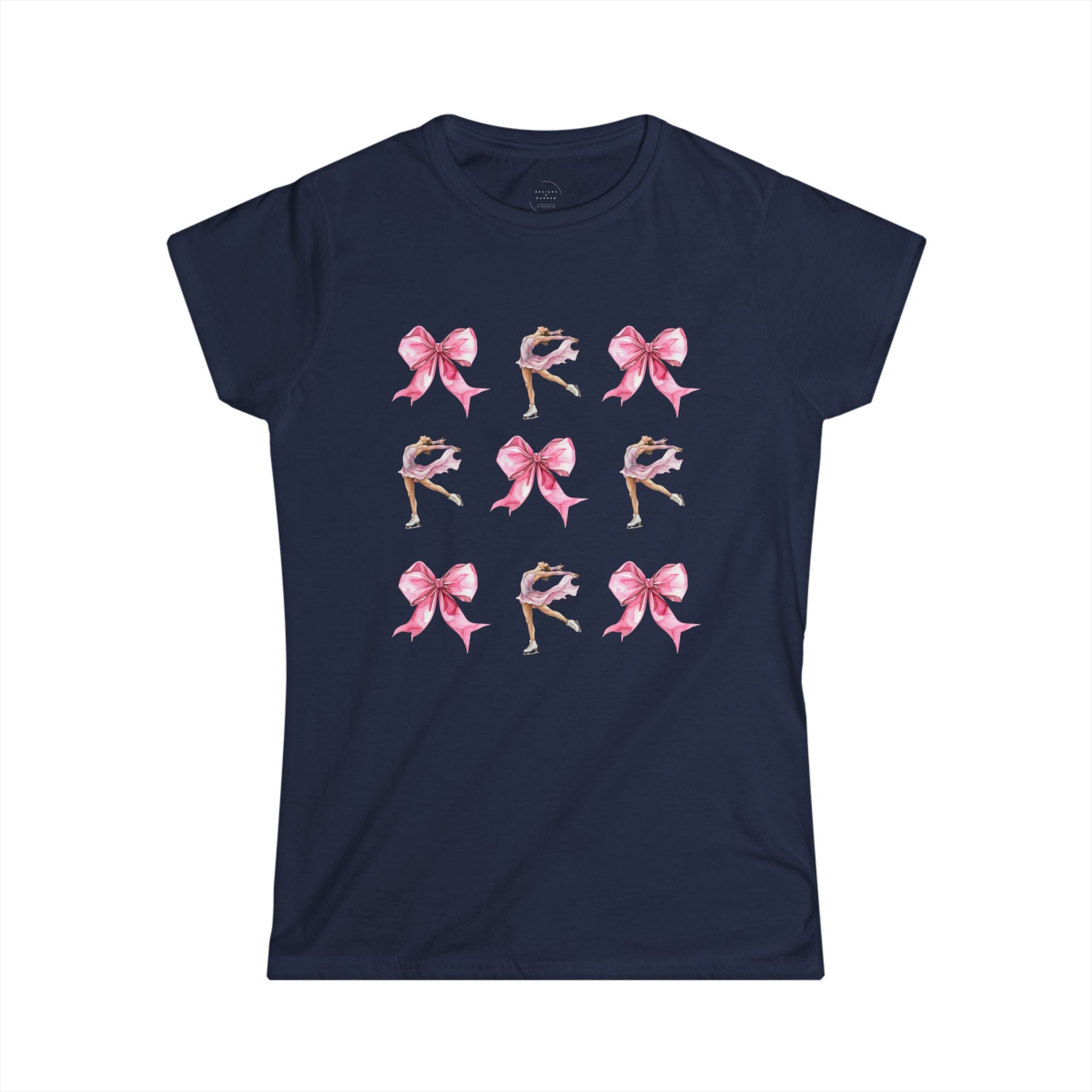 Coquette Figure Skating T-Shirt | Pink Bows & Ice Skater Graphic Tee | Balletcore Aesthetic