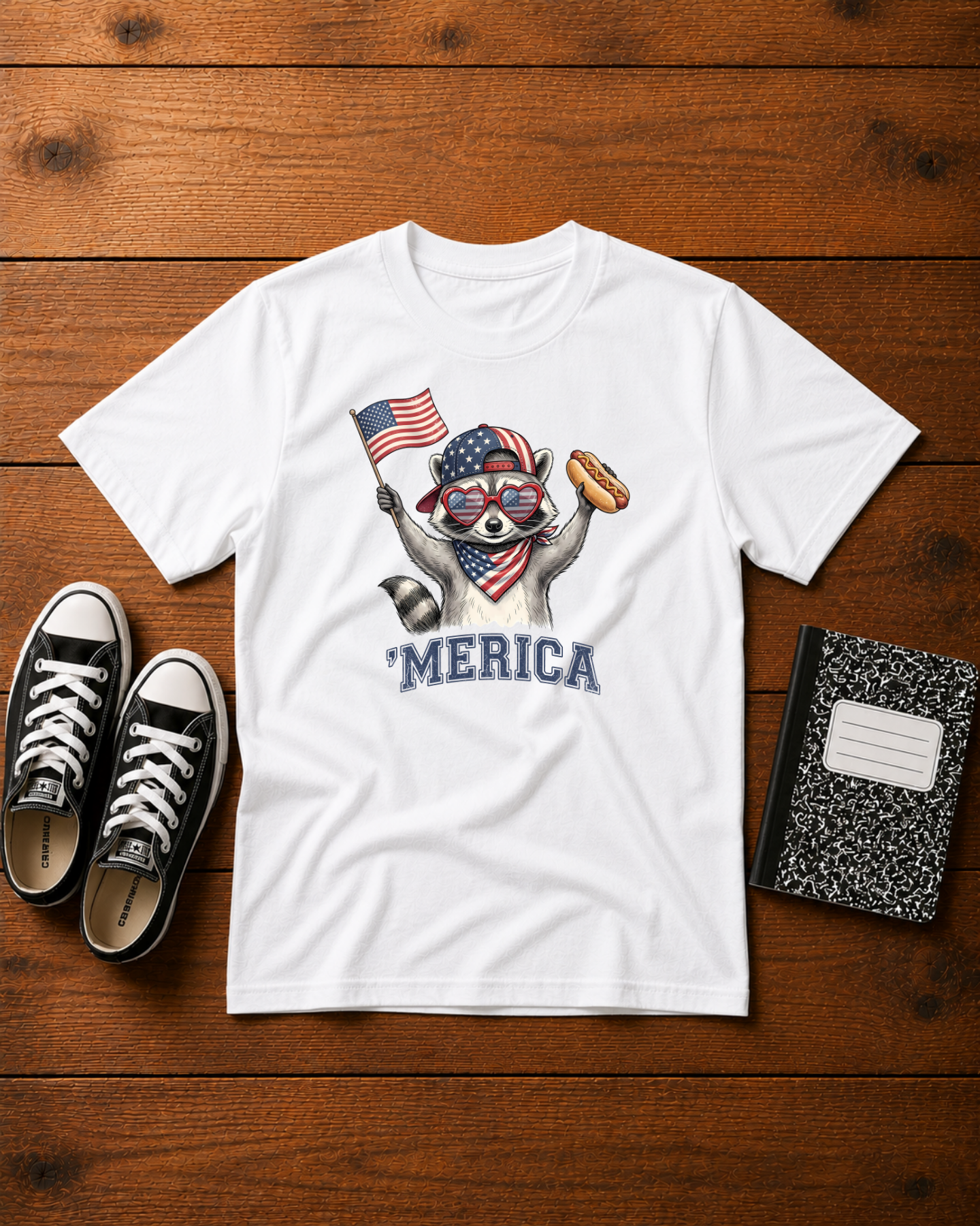 'Merica Raccoon Kids 4th of July Shirt